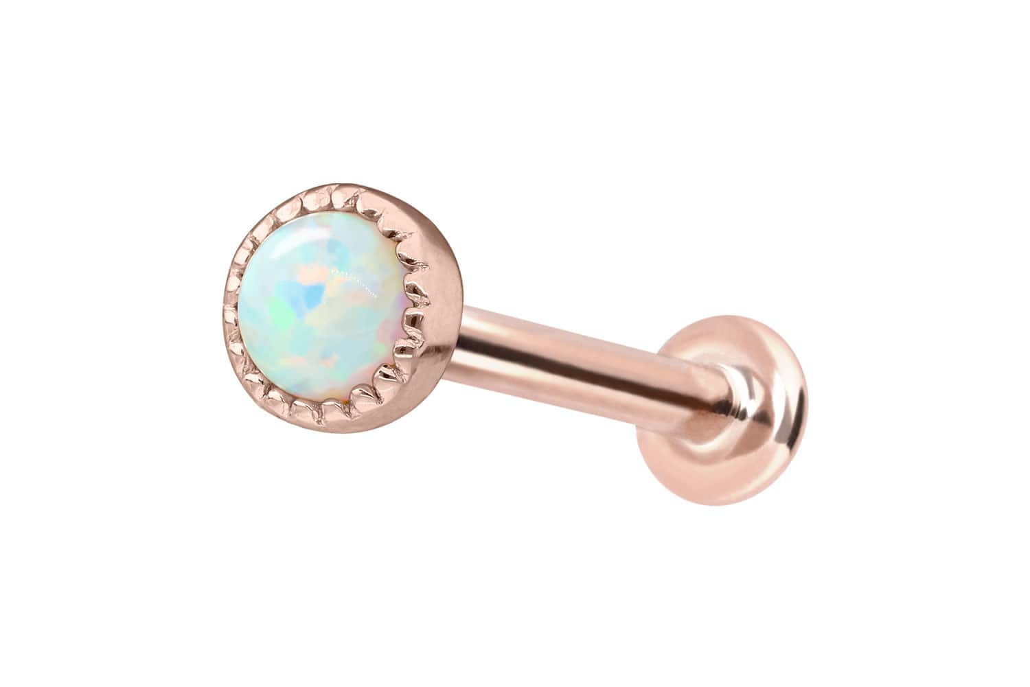 14 Karat Gold Labret Piercing mit Innengewinde SYNTHETISCHER OPAL